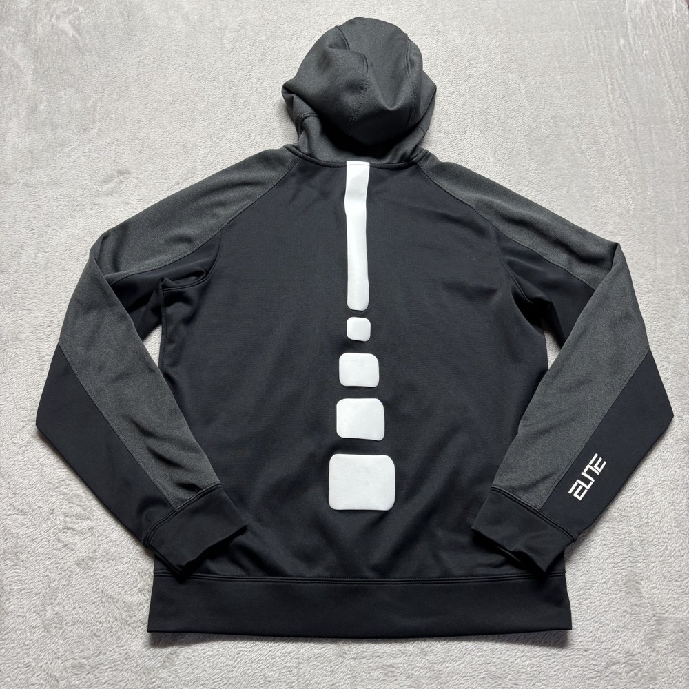 Nike Therma Fit Jacket Mens M Black Gray Full Zip‎ Training Hood Elite